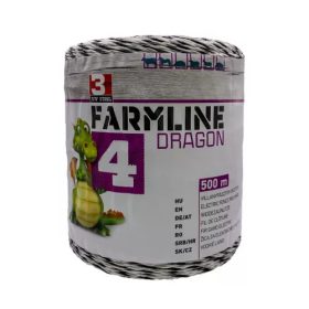   Dragon 4 električni pastir vodljiv konop – crno/bijeli, 500 m, 0,4 ohm/m, 130 kg