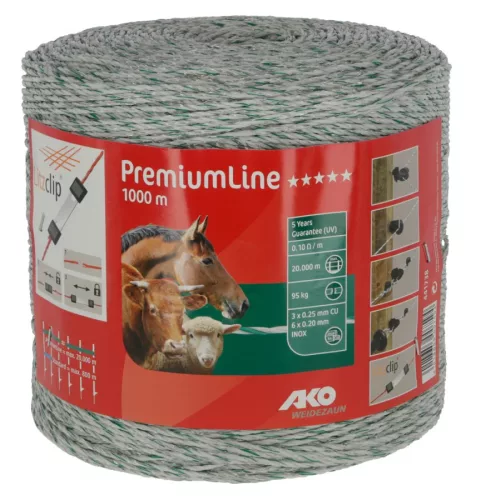 Ako Premiumline električni pastir – vodljiv konop 1000 m 0,10 ohm/m