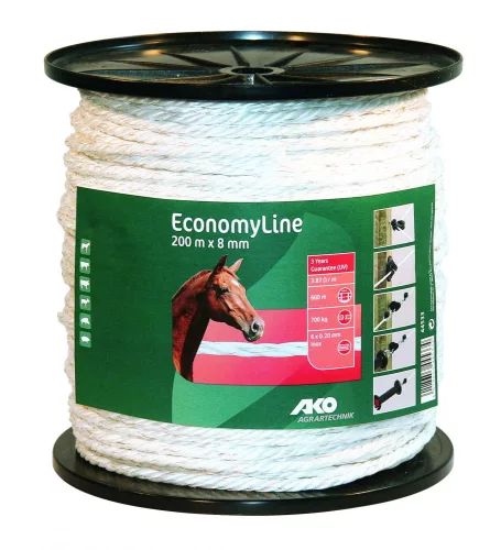 AKO EconomyLine električni pastir vodič, bijeli, 3,87 ohm/m - 200 m x 6 mm