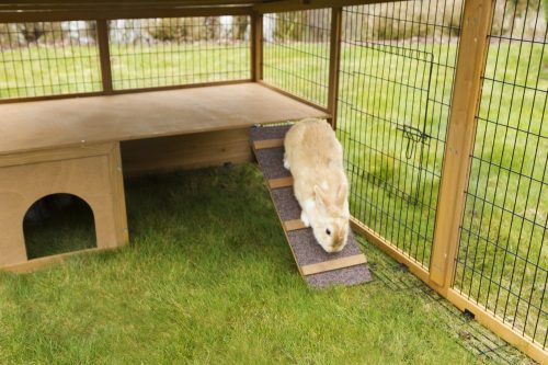 Vanjsko kućište za male životinje, zečja kućica s ograđenim ispustom i zaštitom od bijega - 220x115x75 cm