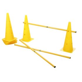   Agility skakački set s tri prepreke, 6 čunjeva, prepreka i slalom staza u jednom – žuti