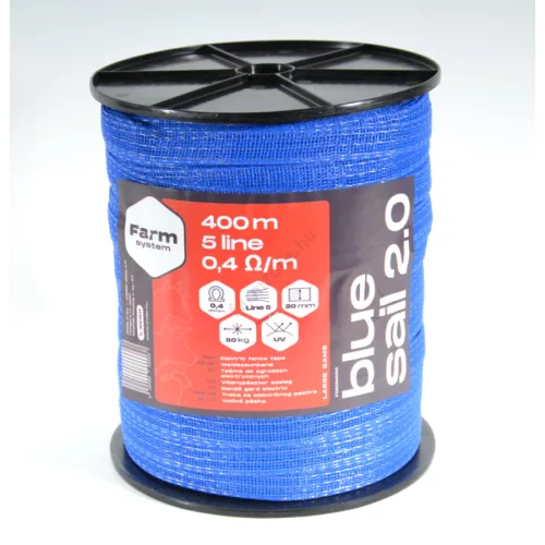BLUE SAIL 2.0 plava traka za električni pastir 20 mm, 0,4 Ohm/m, 80 kg - 400 m